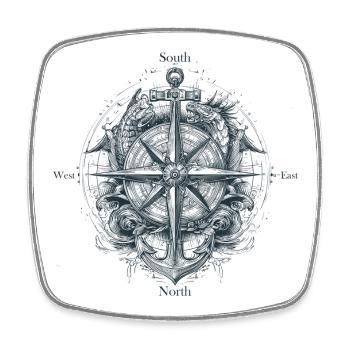 Compass - Square fridge magnet - white - Front
