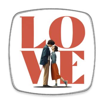 Love couple - Square fridge magnet - white - Front