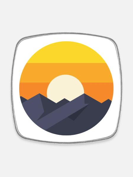 Sunset Mountain Abstract - Square fridge magnet - white