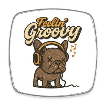 Vintage Bulldogge Feelin’ Groovy - Viereckiger Kühlschrankmagnet - Weiß - Vorne