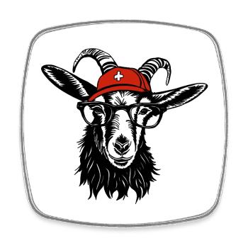 Switzerland Geissbock black - Viereckiger Kühlschrankmagnet - Weiß - Vorne