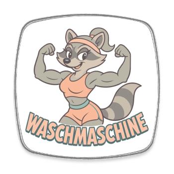 Washing Machine Raccoon Woman Funny Gym Gift - Square fridge magnet - white - Front