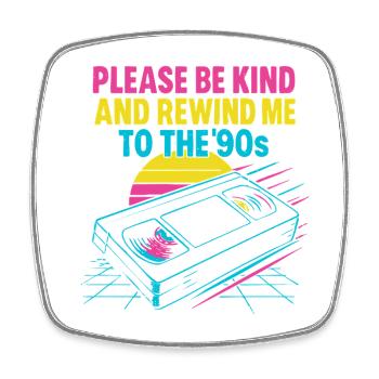 Retro 90er Jahre Kassette und Sunset Design - Viereckiger Kühlschrankmagnet - Weiß - Vorne