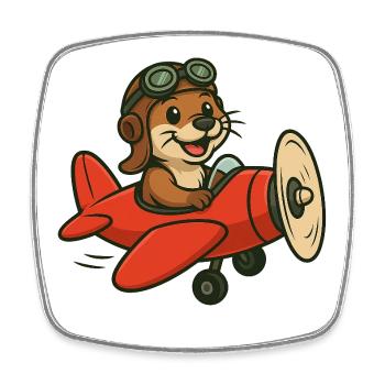 Abenteuerlicher Otter im Flugzeug - Viereckiger Kühlschrankmagnet - Weiß - Vorne
