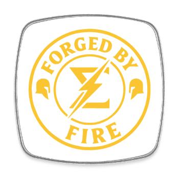Forged by Fire – Motivational Strength Tee - Square fridge magnet - white - Front