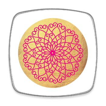 Ornement de Yoga Or Luxe Mandala Inde om Namaste - Magnet carré - blanc - Devant