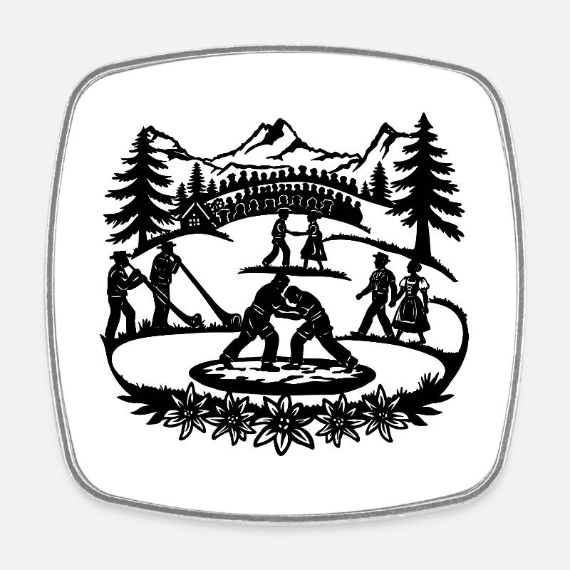 Schwingfest_1_black - Square fridge magnet - white