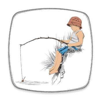 Angler - Square fridge magnet - white - Front