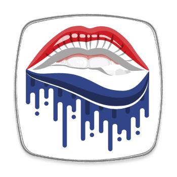 Buntes Spielzeug mit amerikanischer Flagge - Viereckiger Kühlschrankmagnet - Weiß - Vorne