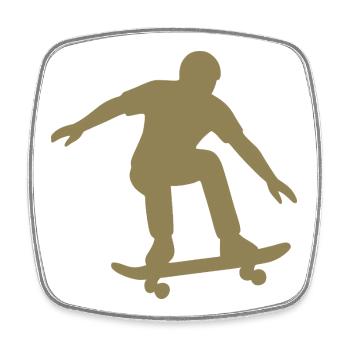 Silhouette de skateur minimaliste Sport - Magnet carré - blanc - Devant