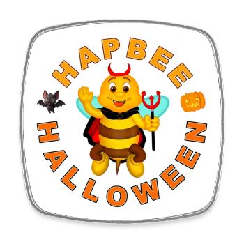 HAPBEE Halloween avec texte - Magnet carré - blanc - Devant