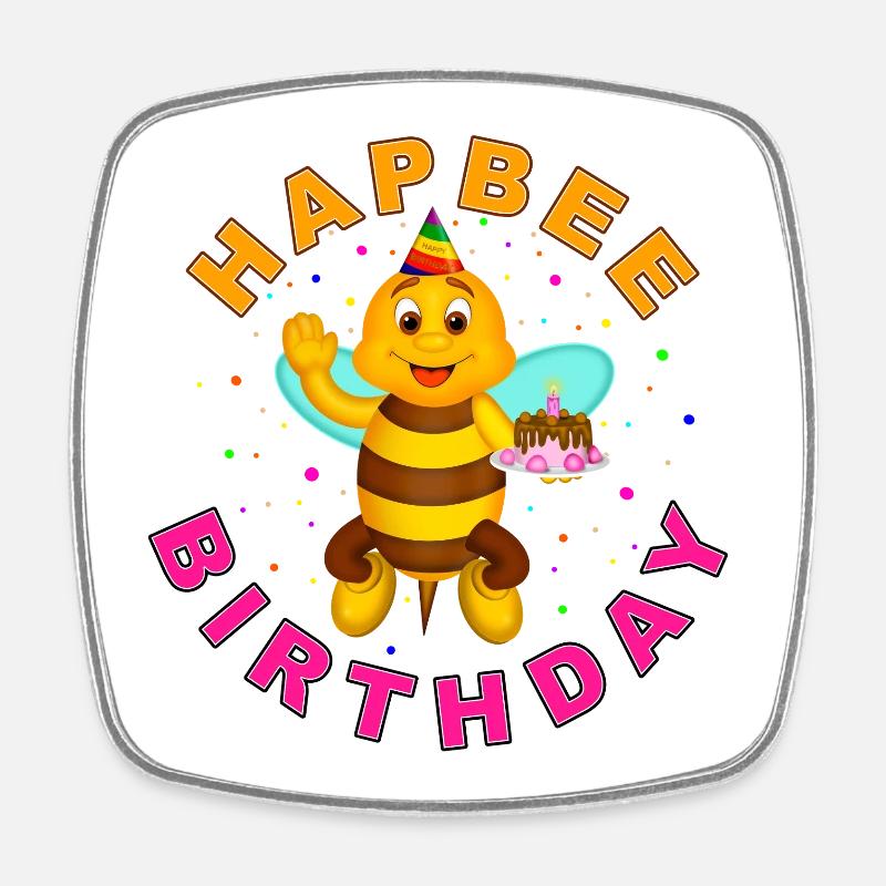 HAPBEE Birthday with text - Square fridge magnet - white