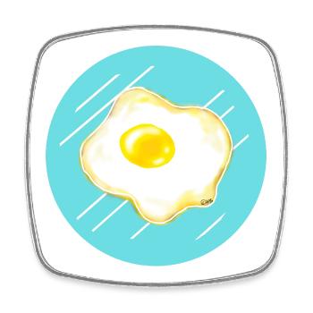 fried egg - Square fridge magnet - white - Front