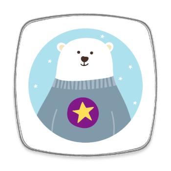 Polar Bear Star Polar North Pole Nursery skandi - Square fridge magnet - white - Front