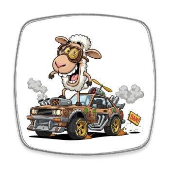 Llama Racer avec équipement Steampunk - Magnet carré - blanc - Devant