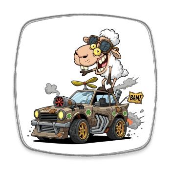 Whimsical Sheep Roaring  - Square fridge magnet - white - Front