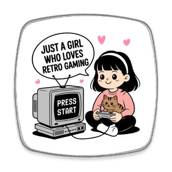 Just a Girl who loves Retro Gaming - Viereckiger Kühlschrankmagnet - Weiß - Vorne
