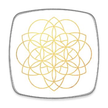 Ornement Or Fleur de Vie Méditation Mandala om - Magnet carré - blanc - Devant