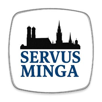 Servus Minga Silhouette Design - Viereckiger Kühlschrankmagnet - Weiß - Vorne