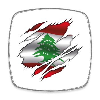 Flag of Lebanon - Torn Flag - Square fridge magnet - white - Front