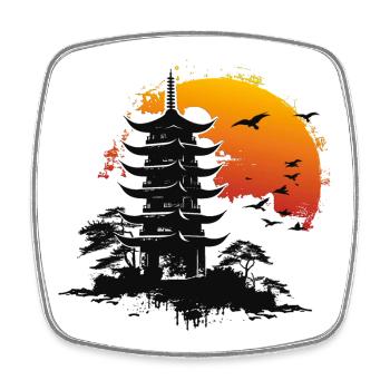 Pagode orange japan - Viereckiger Kühlschrankmagnet - Weiß - Vorne