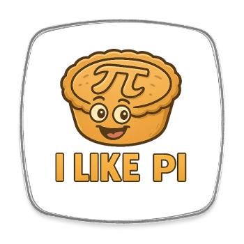 Gâteau Pi avec un visage amusant - Magnet carré - blanc - Devant