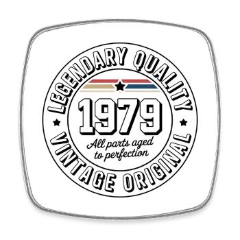 Vintage 1979 Quality Label - Square fridge magnet - white - Front