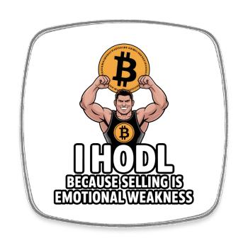 Muskulöser Bitcoin HODL Humor - Viereckiger Kühlschrankmagnet - Weiß - Vorne