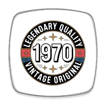 Vintage 1970 Retro Badge Design - Viereckiger Kühlschrankmagnet - Weiß - Vorne