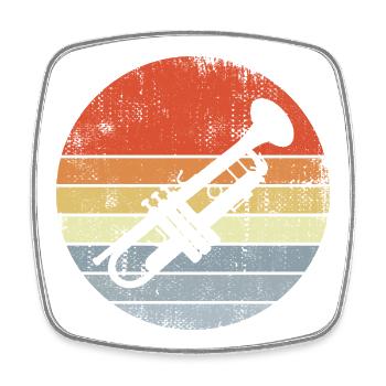Vintage Trumpet Drawing - Square fridge magnet - white - Front