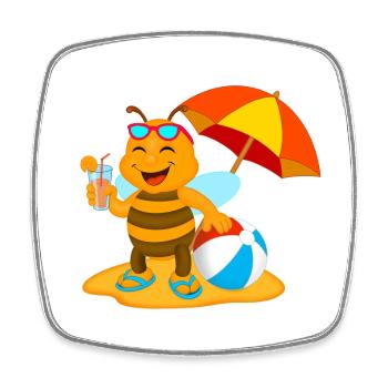 Abeille de plage - Magnet carré - blanc - Devant