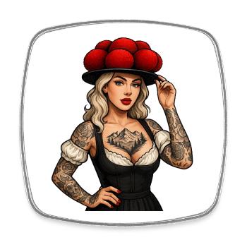 Bollenhut Tattoo Fille Feldberg Forêt Noire - Magnet carré - blanc - Devant