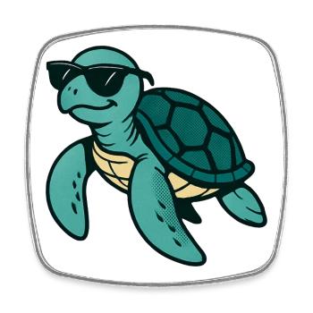 Tortue cool avec des lunettes de soleil - Magnet carré - blanc - Devant