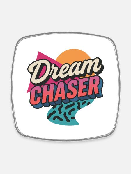 Retro 80s Inspired Dream Chaser Design - Square fridge magnet - white