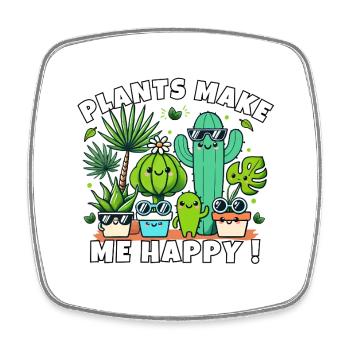 Happy Cheerful Cactus Plants Sunglasses Kawaii - Square fridge magnet - white - Front