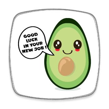 GOOD LUCK NEW JOB AVOCADO - Square fridge magnet - white - Front