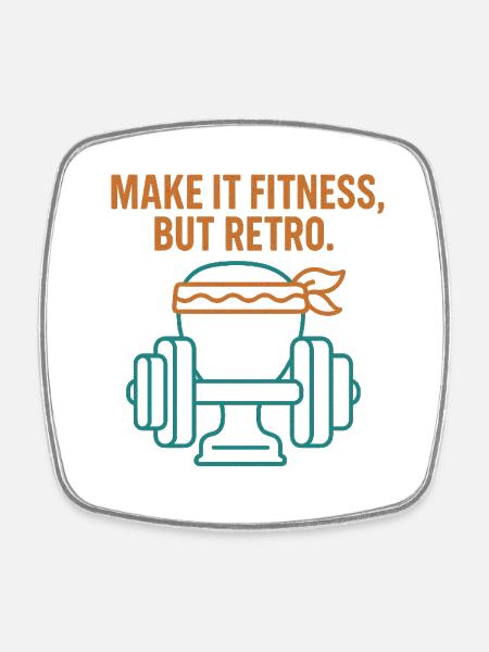 Retro Fitness Hot Dog Illustration - Magnet carré - blanc
