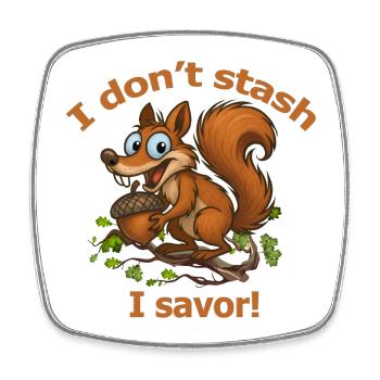 Playful Squirrel with Acorn Design - Square fridge magnet - white - Front