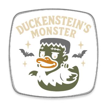 "Duckenstein's Monster" Badeenten Motiv mit Spruch - Viereckiger Kühlschrankmagnet - Weiß - Vorne
