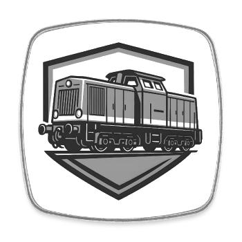 Retro Steam Locomotive Logo Illustration - Square fridge magnet - white - Front