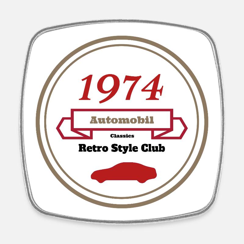 Retro design Motor Club 1 - Square fridge magnet - white