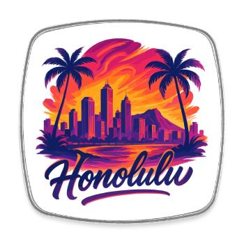 Honolulu Waikiki Capital Hawaii Aloha Gift - Square fridge magnet - white - Front