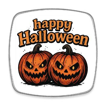 Spooky Halloween pumpkins with evil eye - Square fridge magnet - white - Front