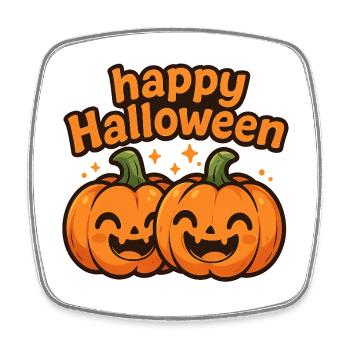 Joyeux Halloween citrouilles avec lettrage - Magnet carré - blanc - Devant