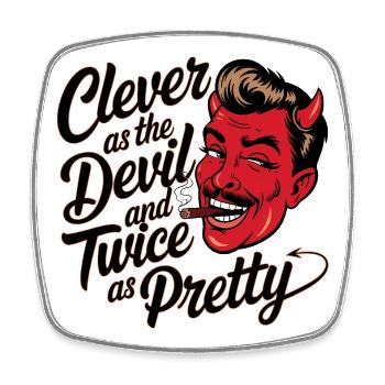Naughty devil with cigar and charm - Square fridge magnet - white - Front