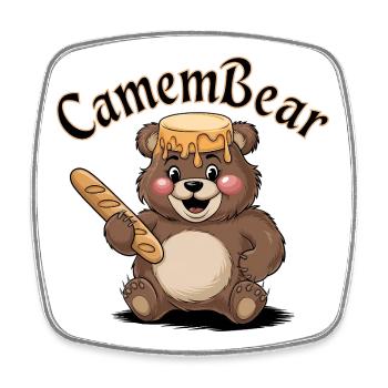 Bear with honey and baguette - Square fridge magnet - white - Front