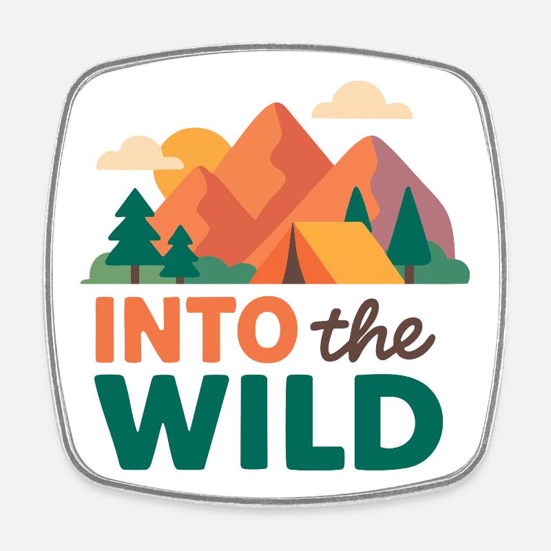 Mountains and forest wilderness - Square fridge magnet - white