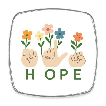 HOPE_ASL_Wildflowers - Magnet carré - blanc - Devant