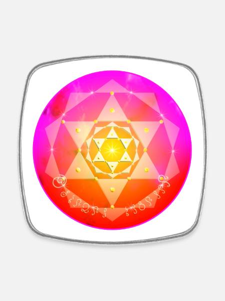 Kordulah Crystal Mandala - ElshaddaiShikaina - Square fridge magnet - white