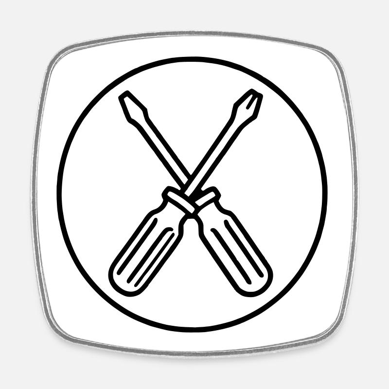 Screwdriver - Square fridge magnet - white